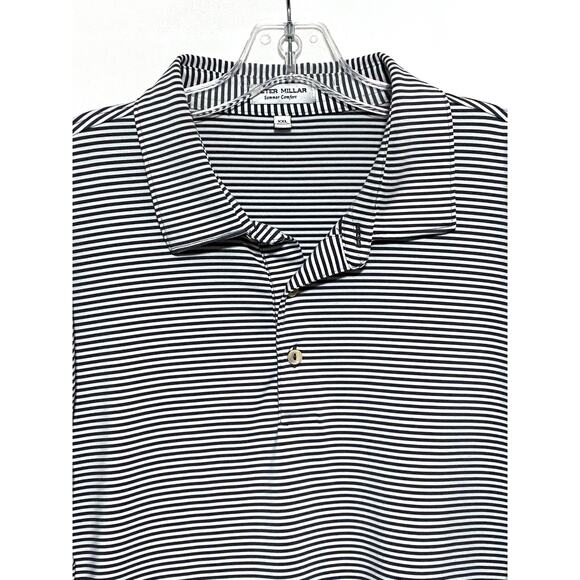 Peter Millar Summer Comfort NBC Sports Striped Polo Shirt Mens XXL Golf Stretch - Picture 2 of 8